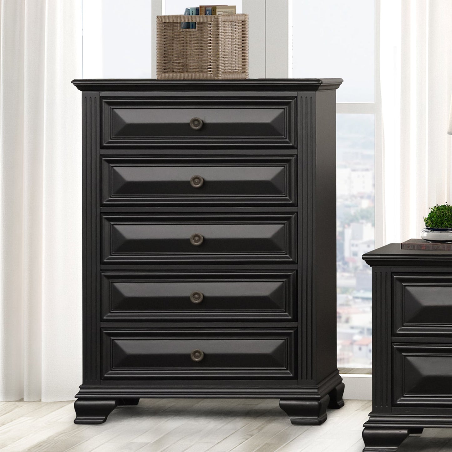 Renova Vintage Black 5-Drawer Chest