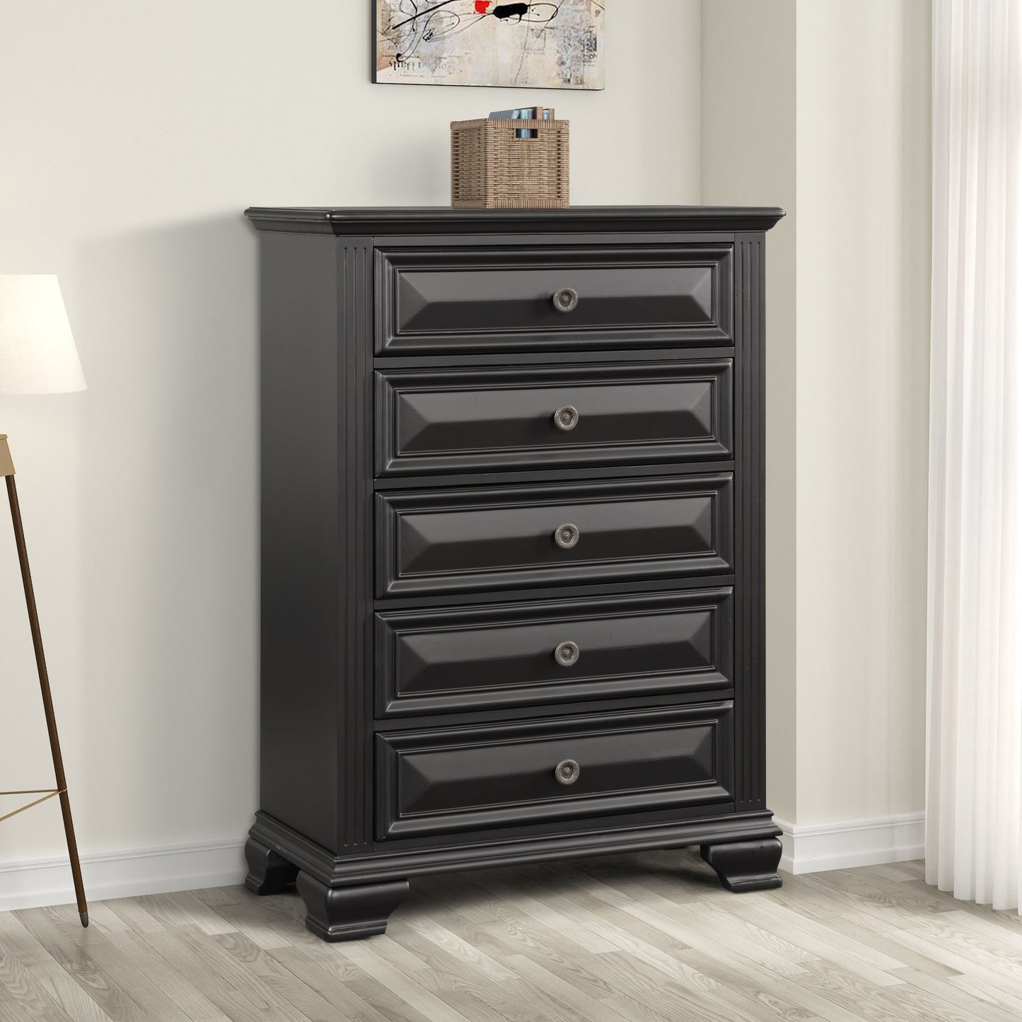 Renova Vintage Black 5-Drawer Chest