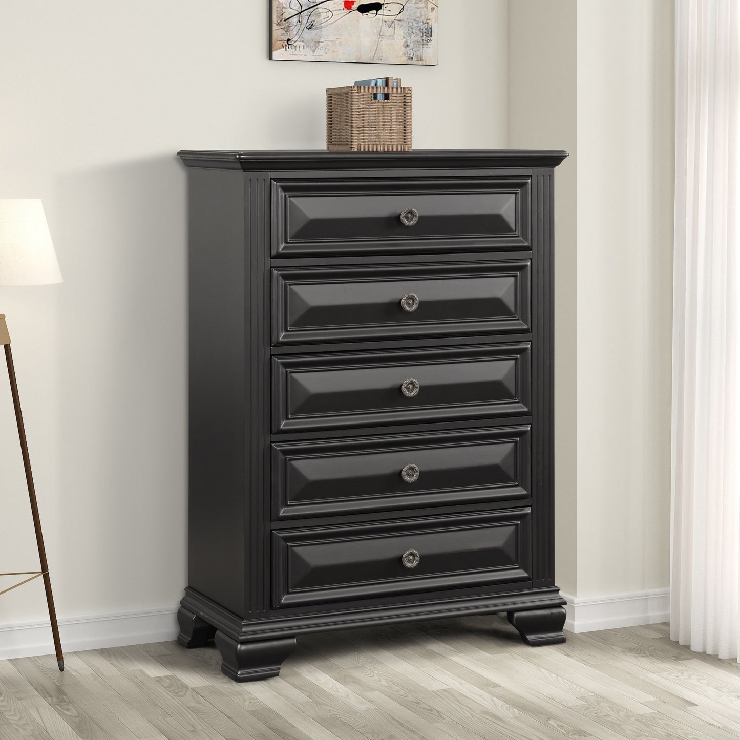 Renova Vintage Black Wood Bedroom Collection