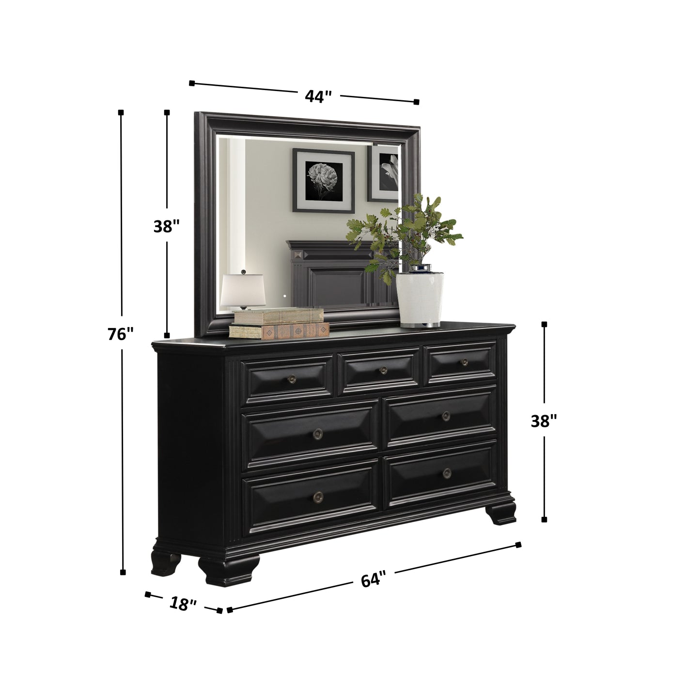 Renova Vintage Black Wood Bedroom Collection