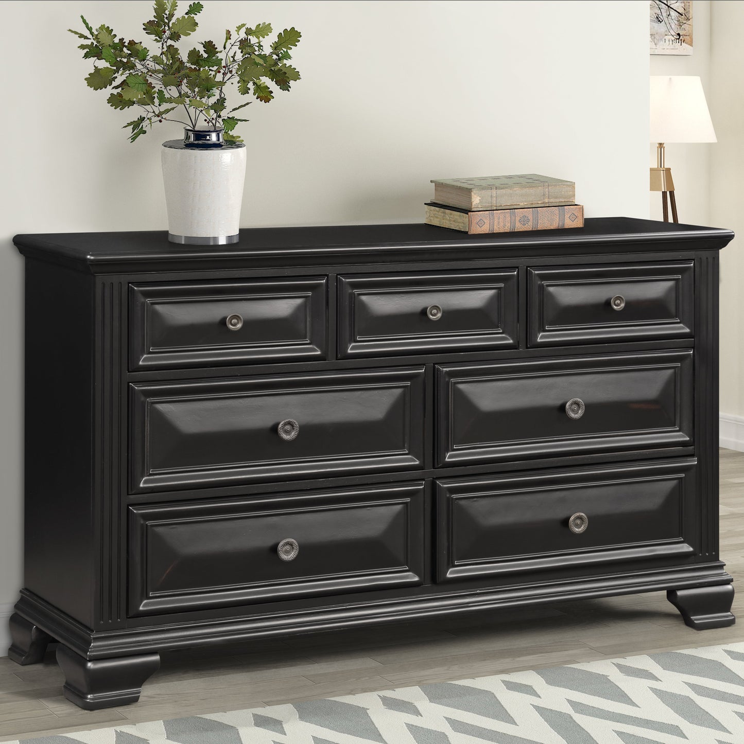 Renova Vintage Black 7-Drawer Dresser