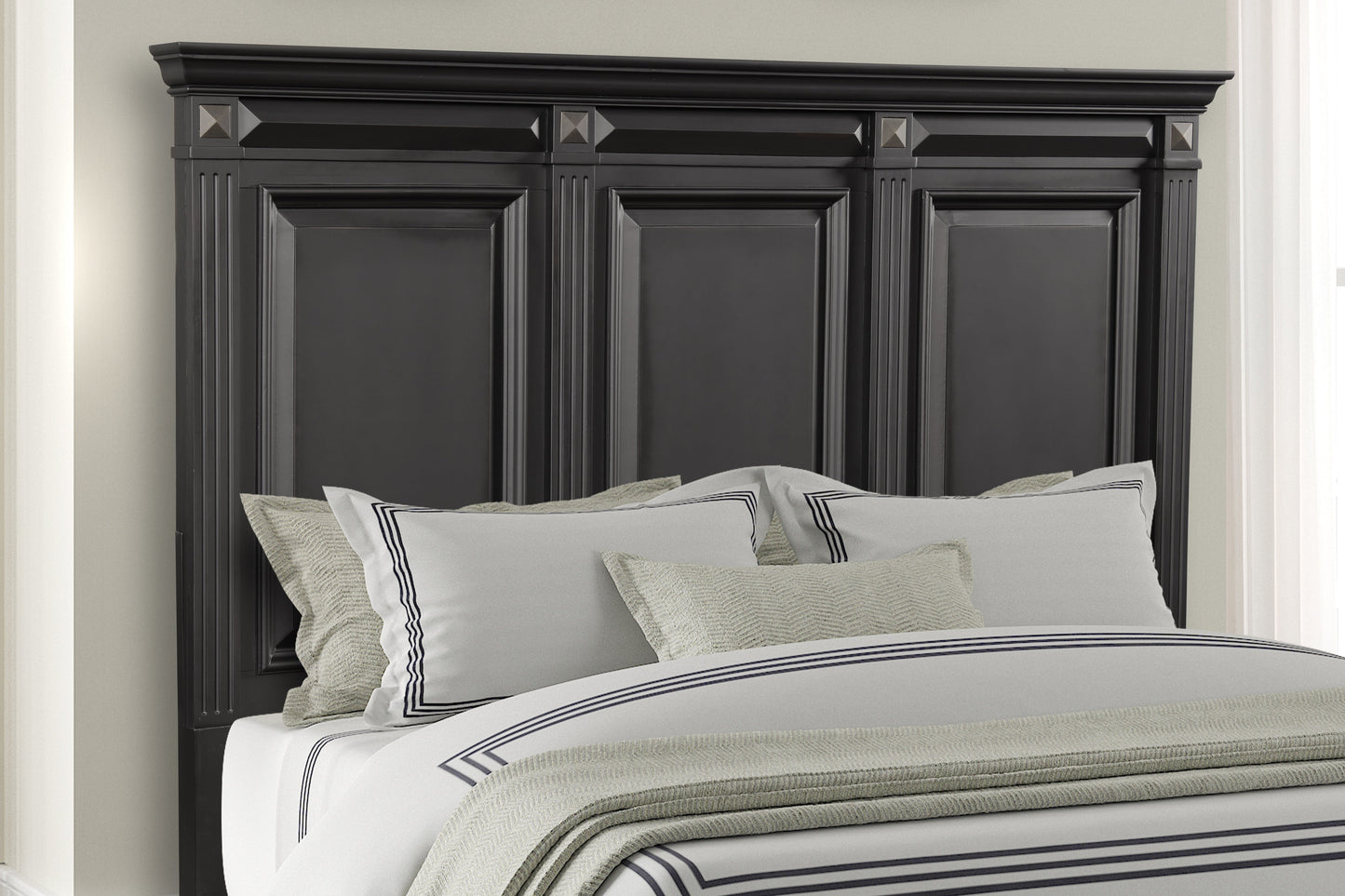 Renova Vintage Black Wood Panel Bed