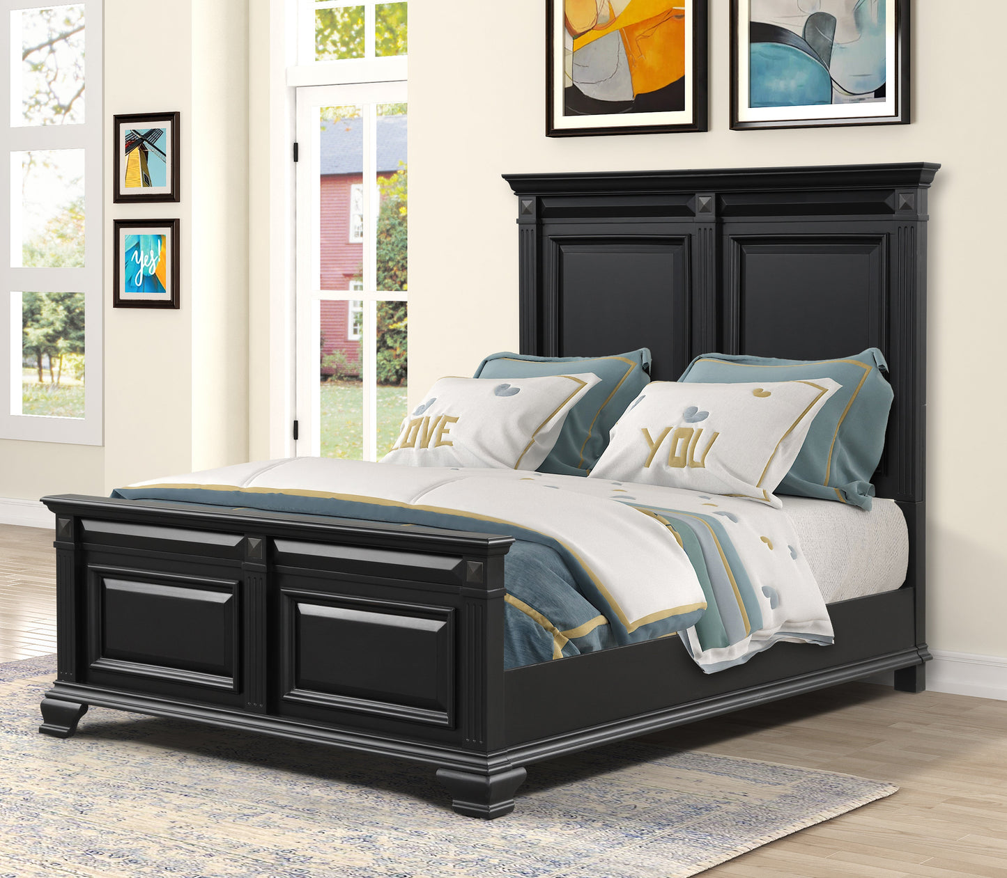 Renova Vintage Black Wood Bedroom Collection