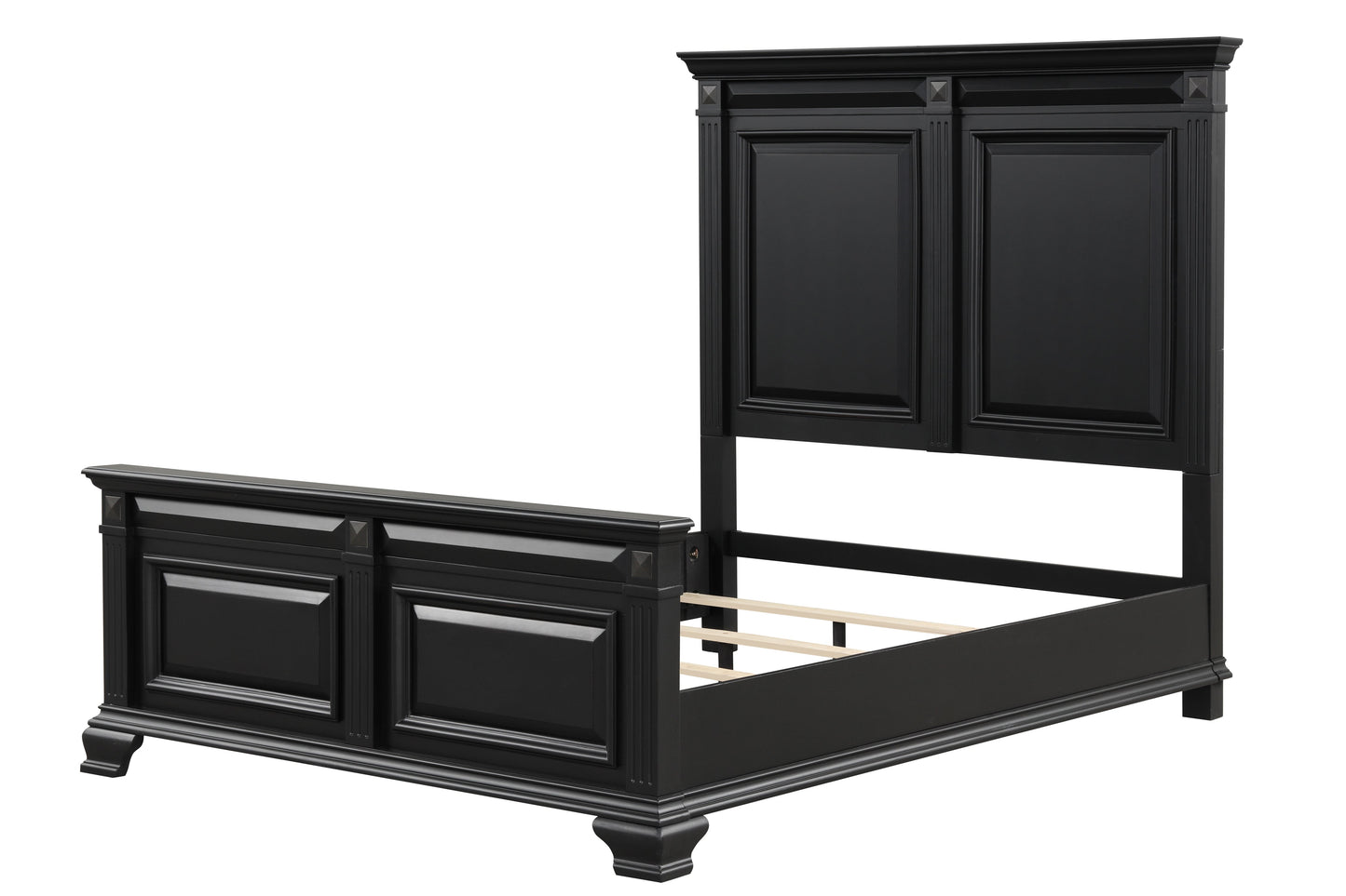 Renova Vintage Black Wood Panel Bed