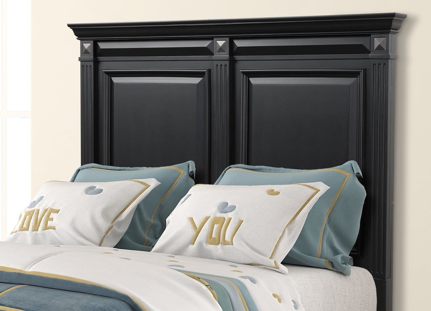 Renova Vintage Black Wood Panel Bed