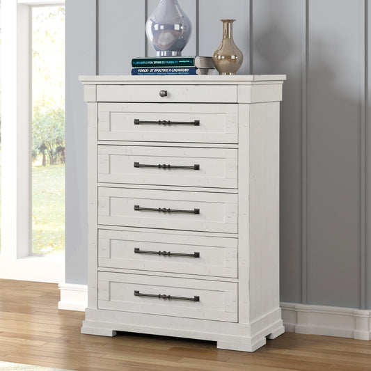 Laria Antique White Finish Wood 6-Drawer Chest