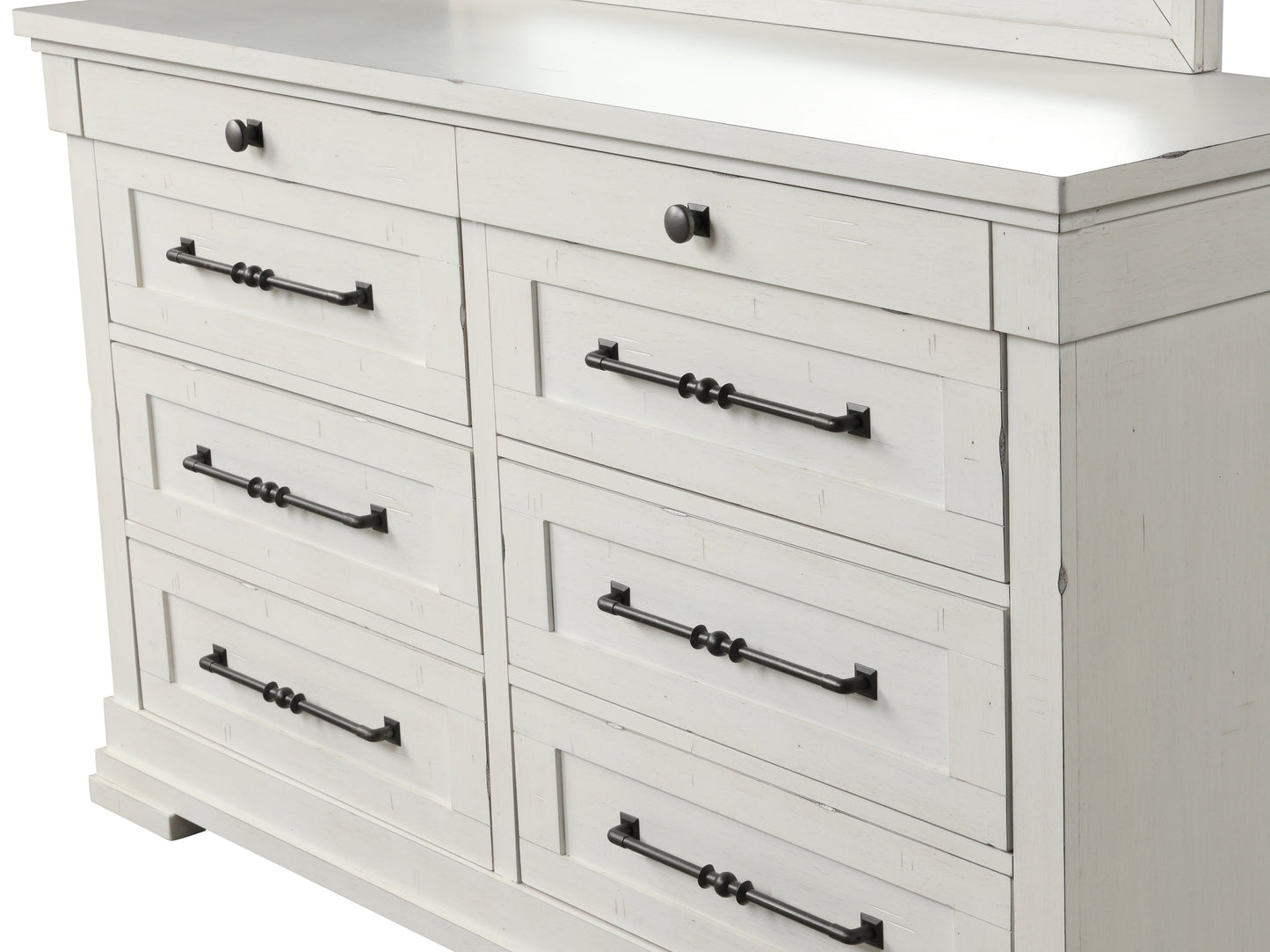 Laria Antique White Finish Wood 8-Drawer Dresser with Mirror