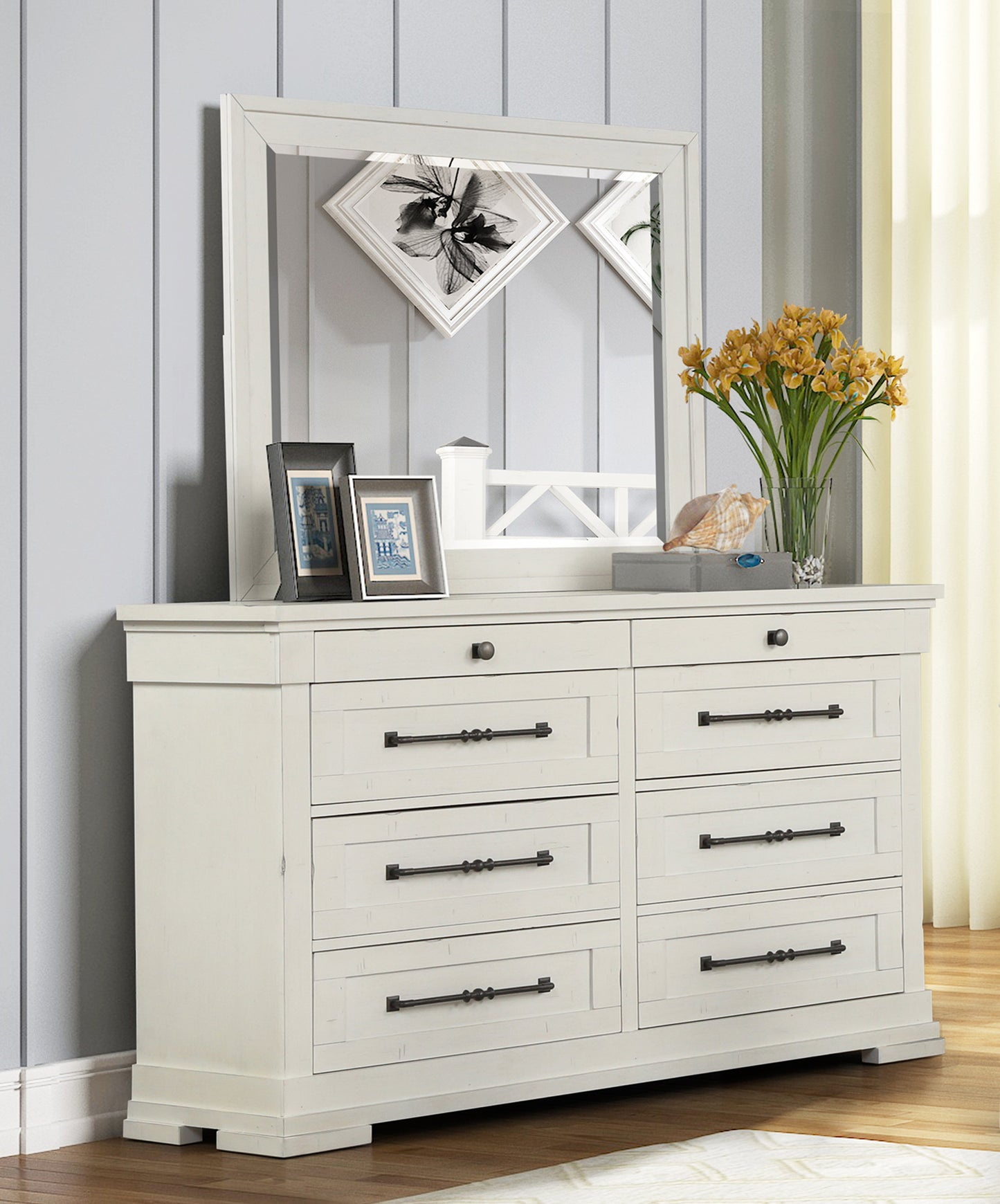 Laria Antique White Finish Wood Bedroom Collection