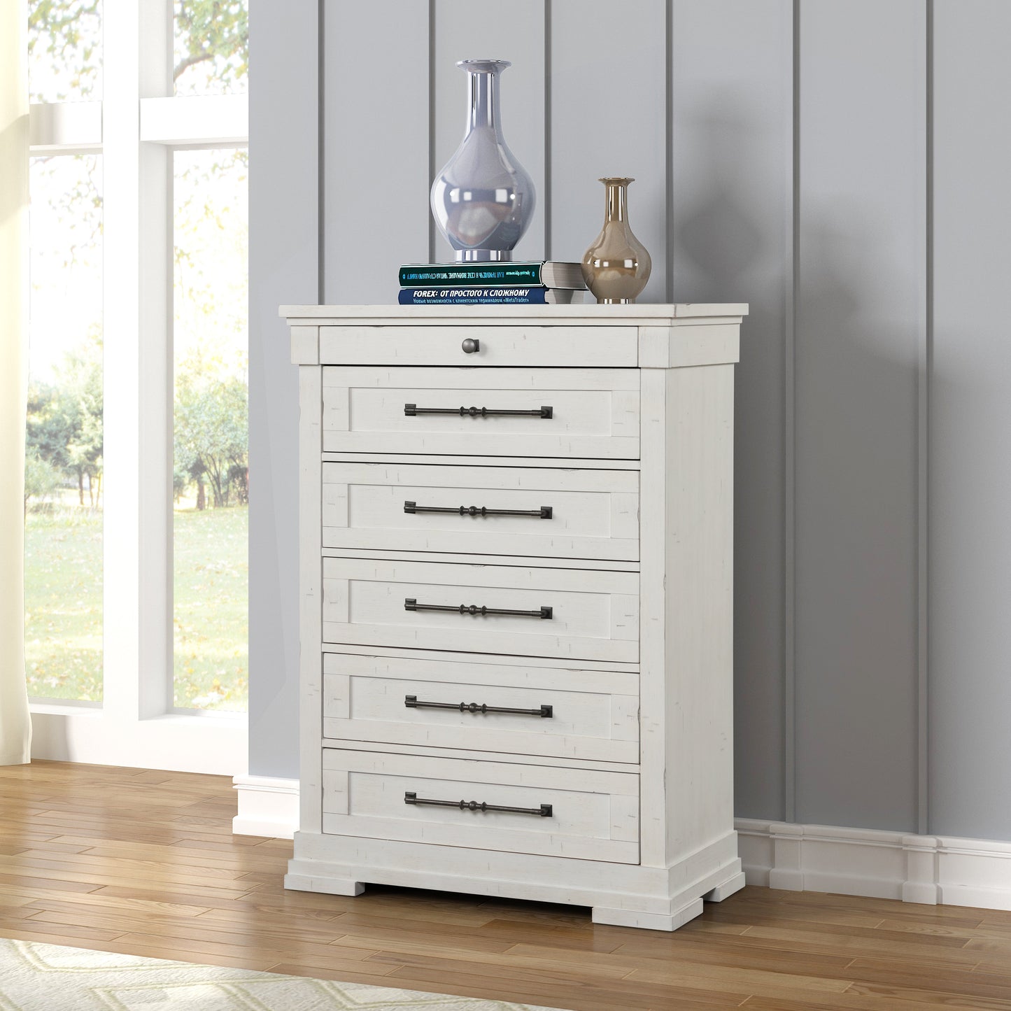 Laria Antique White Finish Wood Bedroom Collection