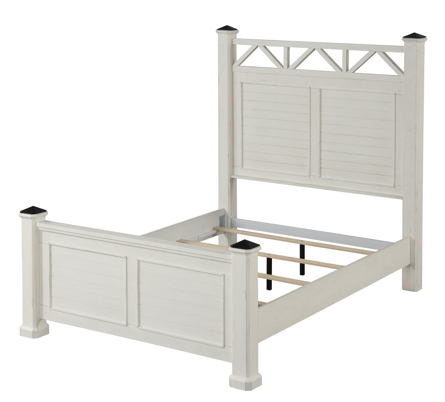 Laria Antique White Finish Wood Panel Bed