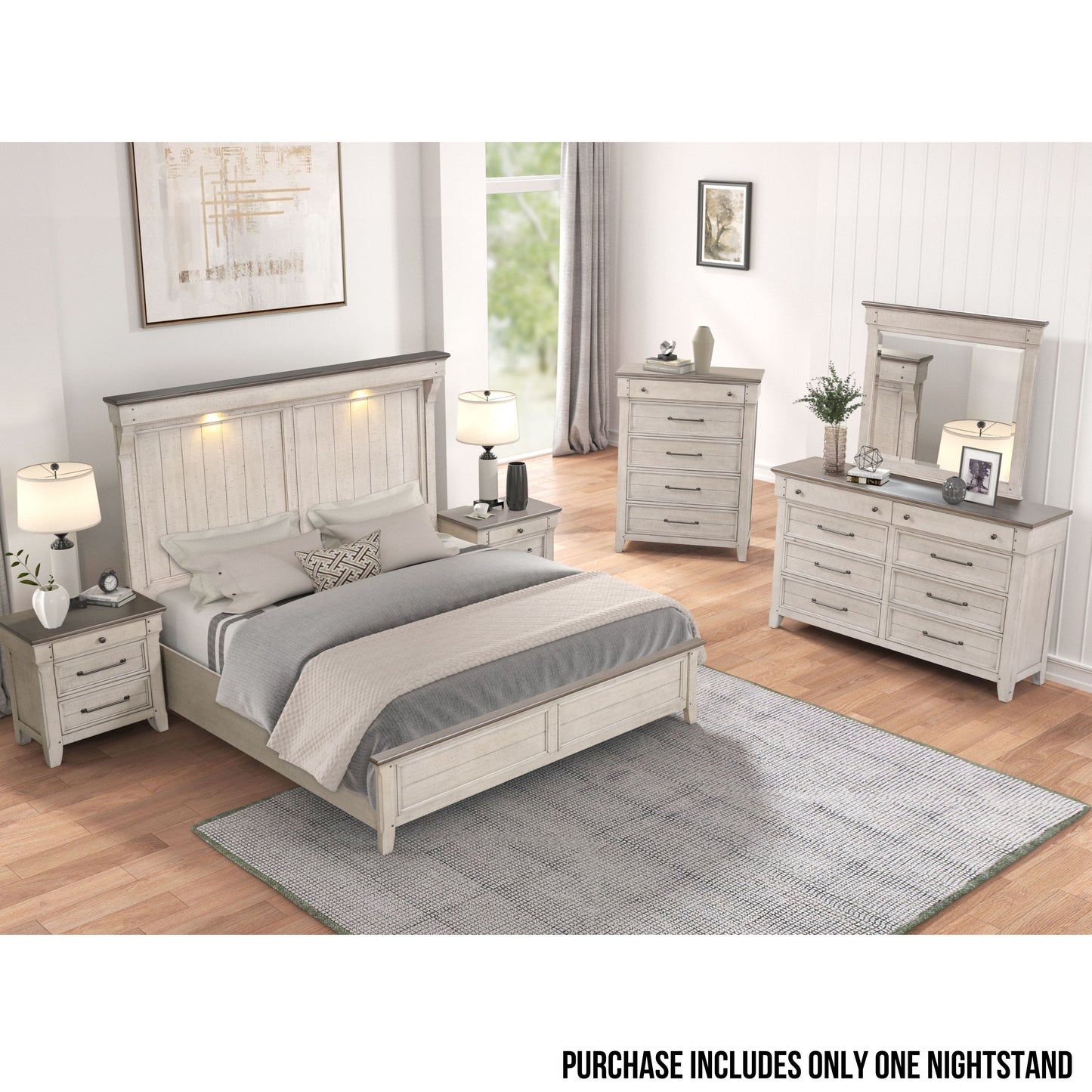 Walcott 3-Drawer Bedroom Nightstand with Charging Station, Weathered Dusty-taupe Finish