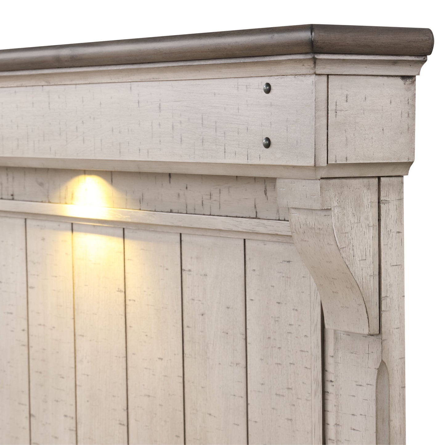 Walcott Touch LED Lighting Panel Bed, Weathered Dusty-taupe Finish