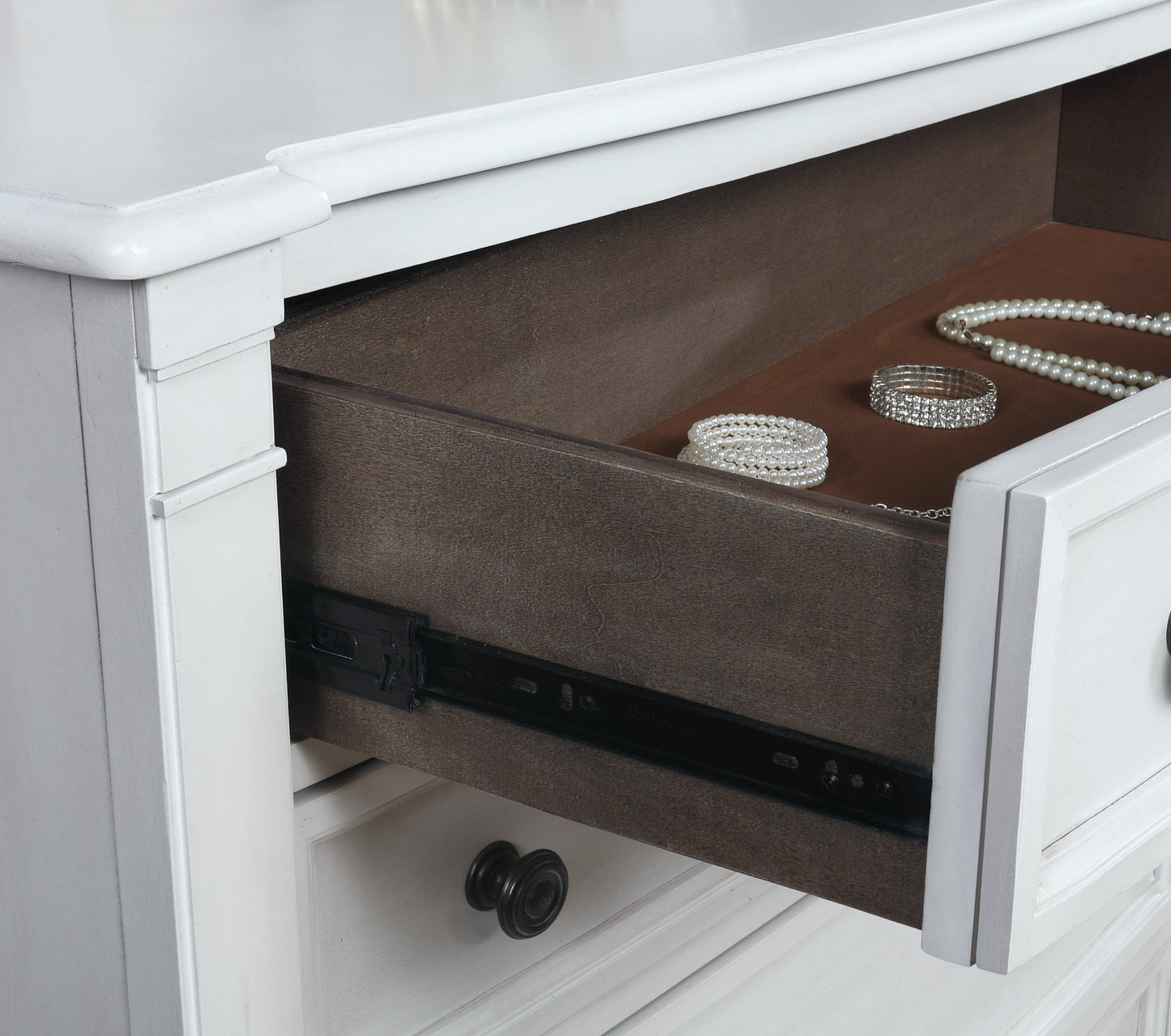 Saline Wood Planked Style 3-Drawer Nightstand in White Finish