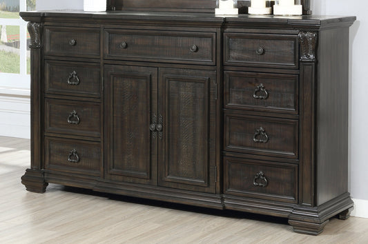 Farson Distressed Dark Walnut Finish Dresser with Door