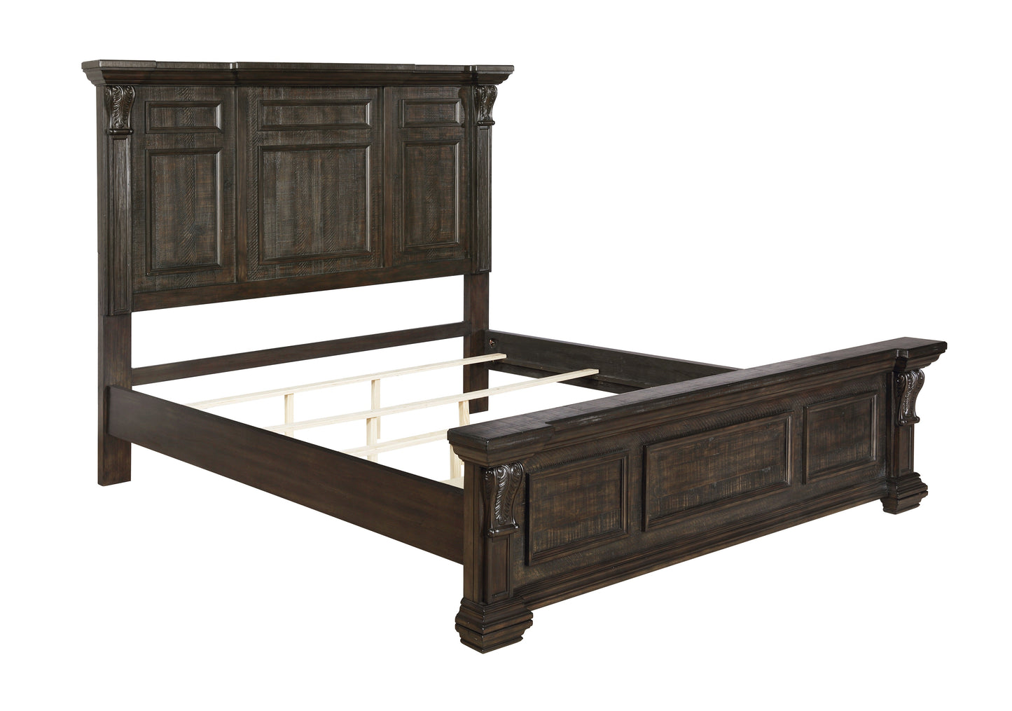 Farson Distressed Dark Walnut Finish Wood Panel Bed