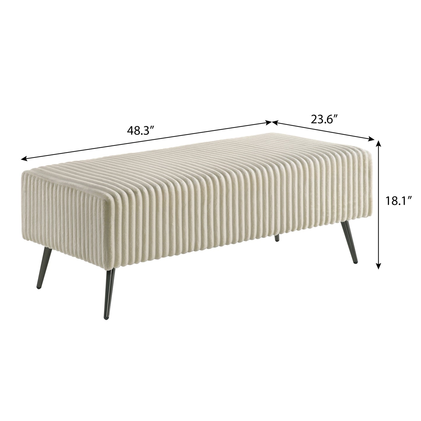 Roundhill Furniture Mavela Wide Wale Corduroy Upholstery Bench, Cream