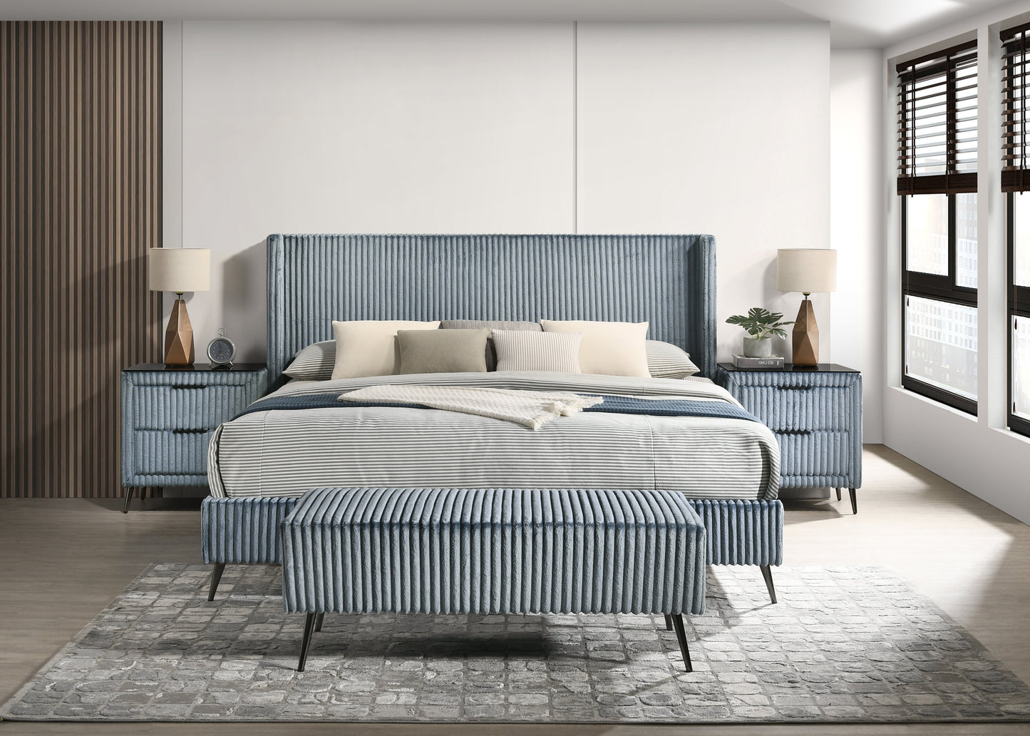 Roundhill Furniture Mavela Wide Wale Corduroy Upholstered Bedroom Collection