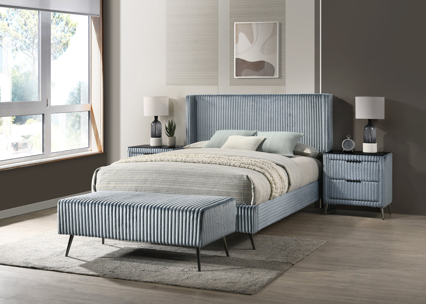 Roundhill Furniture Mavela Wide Wale Corduroy Upholstered Bedroom Collection