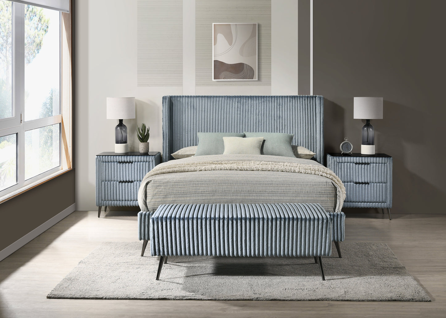 Roundhill Furniture Mavela Wide Wale Corduroy Upholstered Bedroom Collection