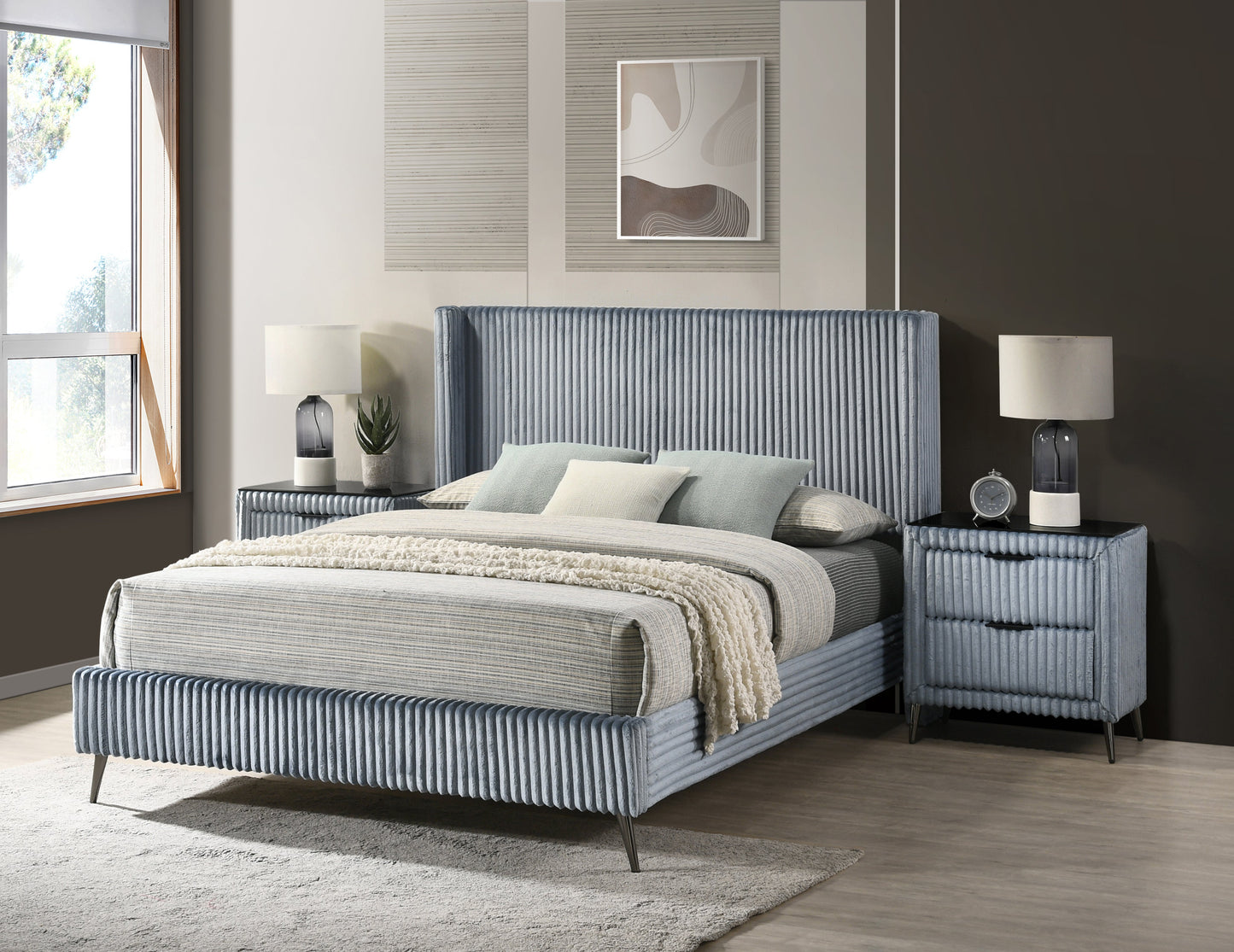 Roundhill Furniture Mavela Wide Wale Corduroy Upholstered Bedroom Collection