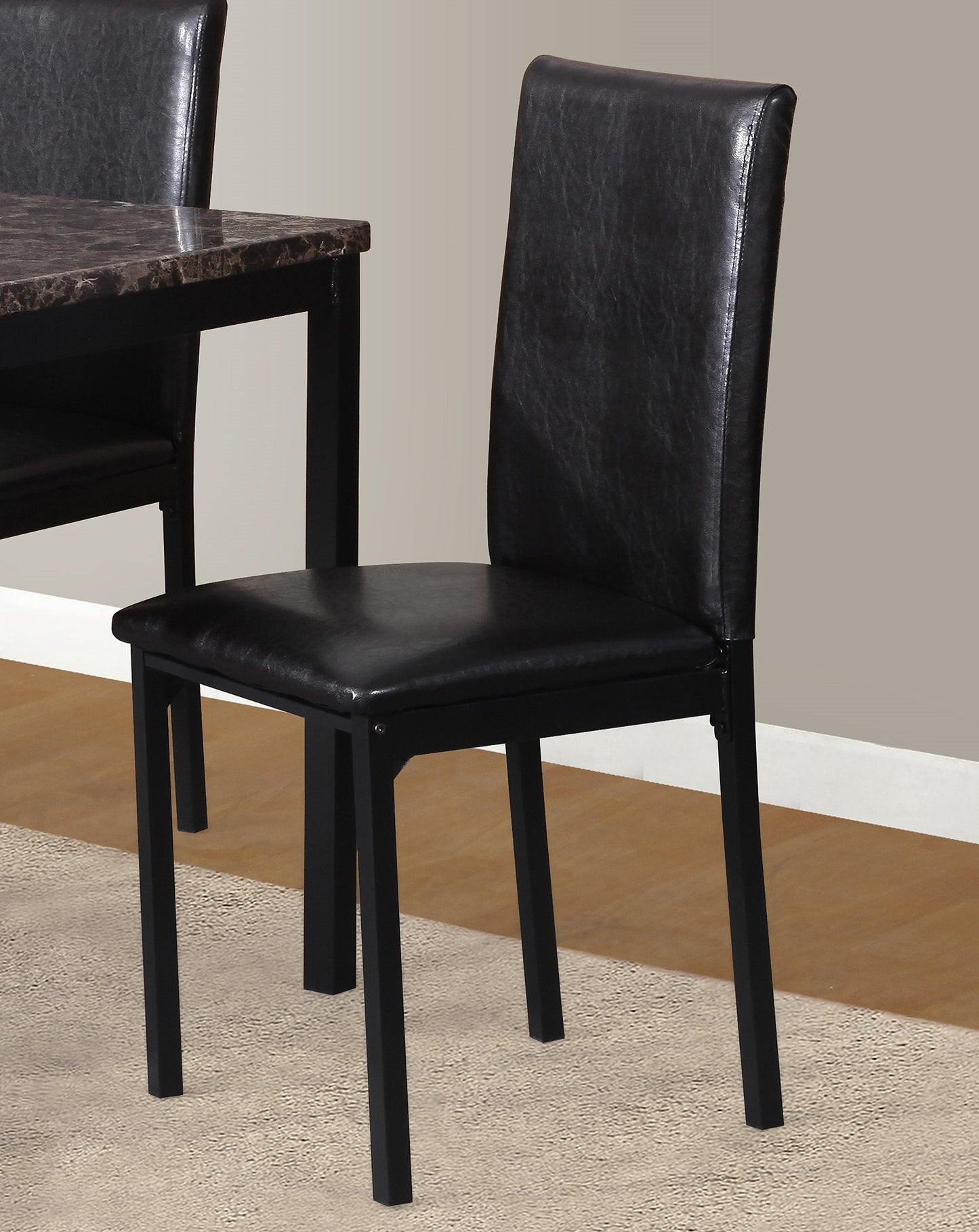 Roundhill Furniture Noyes Faux Leather Seat Metal Frame Dining Chairs, Set of 4