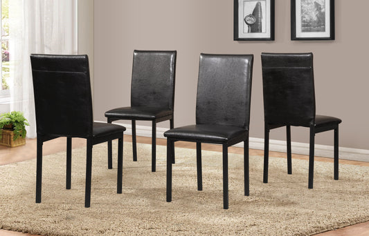 Roundhill Furniture Noyes Faux Leather Seat Metal Frame Dining Chairs, Black, Set of 4