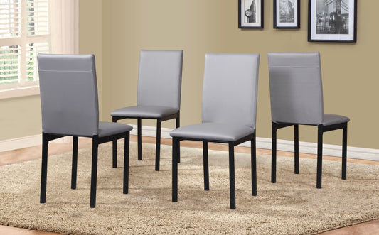 Roundhill Furniture Noyes Faux Leather Seat Metal Frame Dining Chairs, Gray, Set of 4