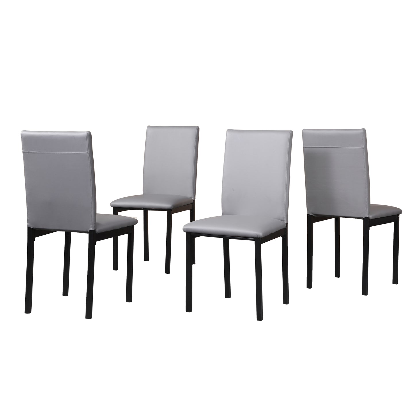 Noyes Faux Leather Seat Metal Frame Gray Dining Chairs , Set of 4