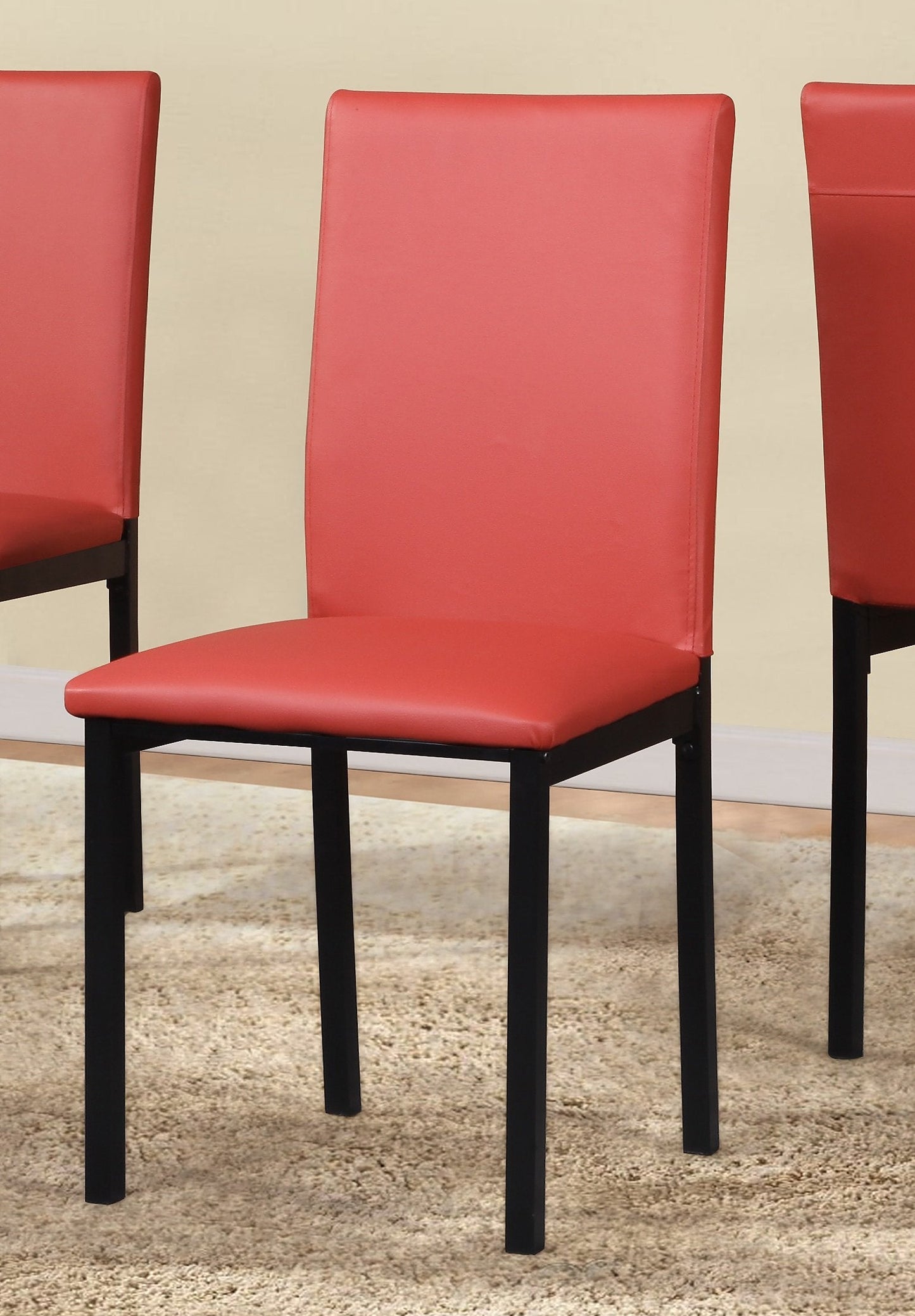 Roundhill Furniture Noyes Faux Leather Seat Metal Frame Dining Chairs , Red, Set of 4