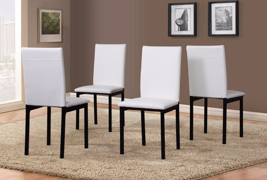 Roundhill Furniture Noyes Faux Leather Seat Metal Frame Dining Chairs , White, Set of 4