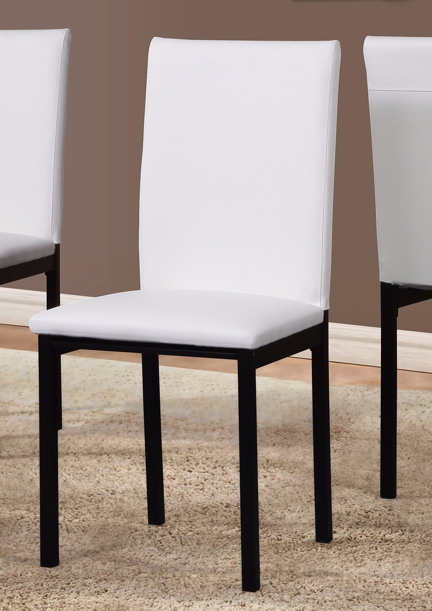 Roundhill Furniture Noyes Faux Leather Seat Metal Frame Dining Chairs , White, Set of 4