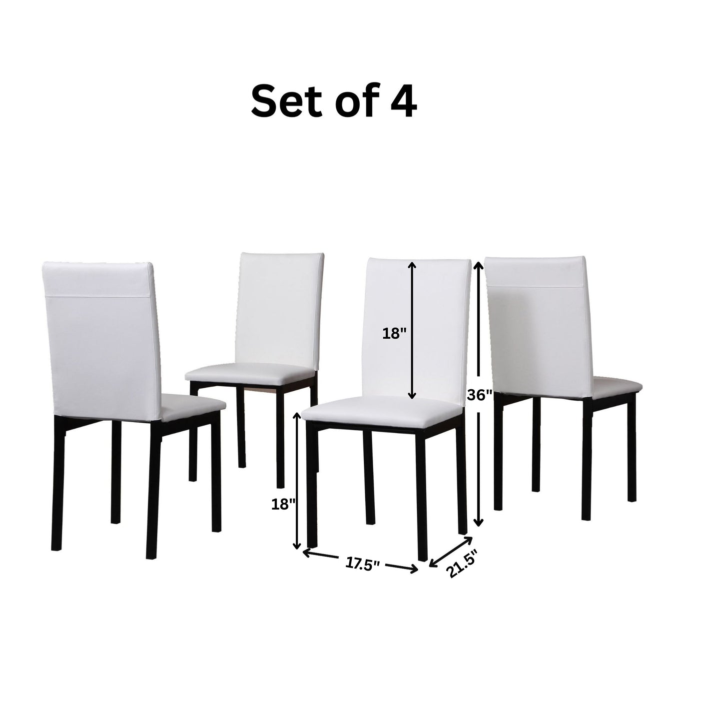 Citico 5-Piece Metal Dinette Set with Laminated Off-white Faux Marble Top, 4 White Chairs