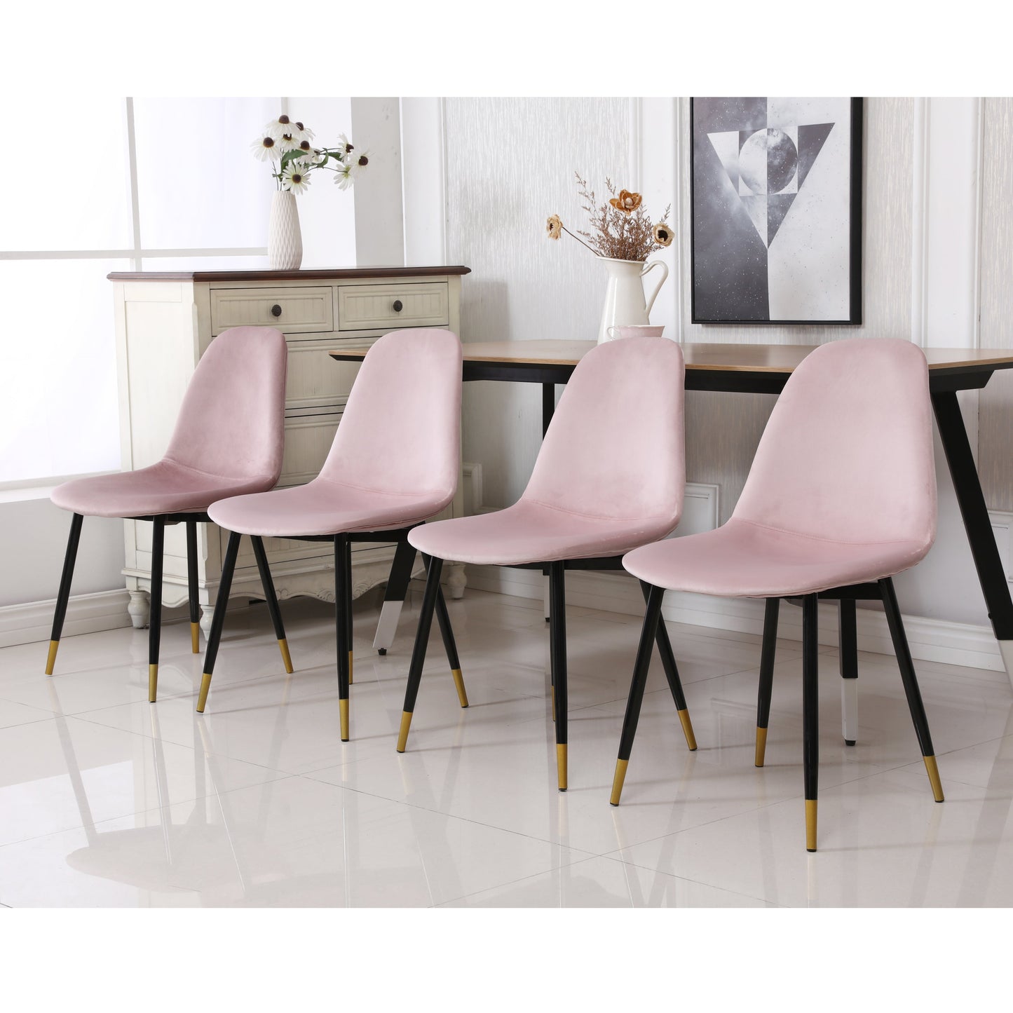 Roundhill Furniture Lassan Contemporary Fabric Dining Chairs, Set of 4