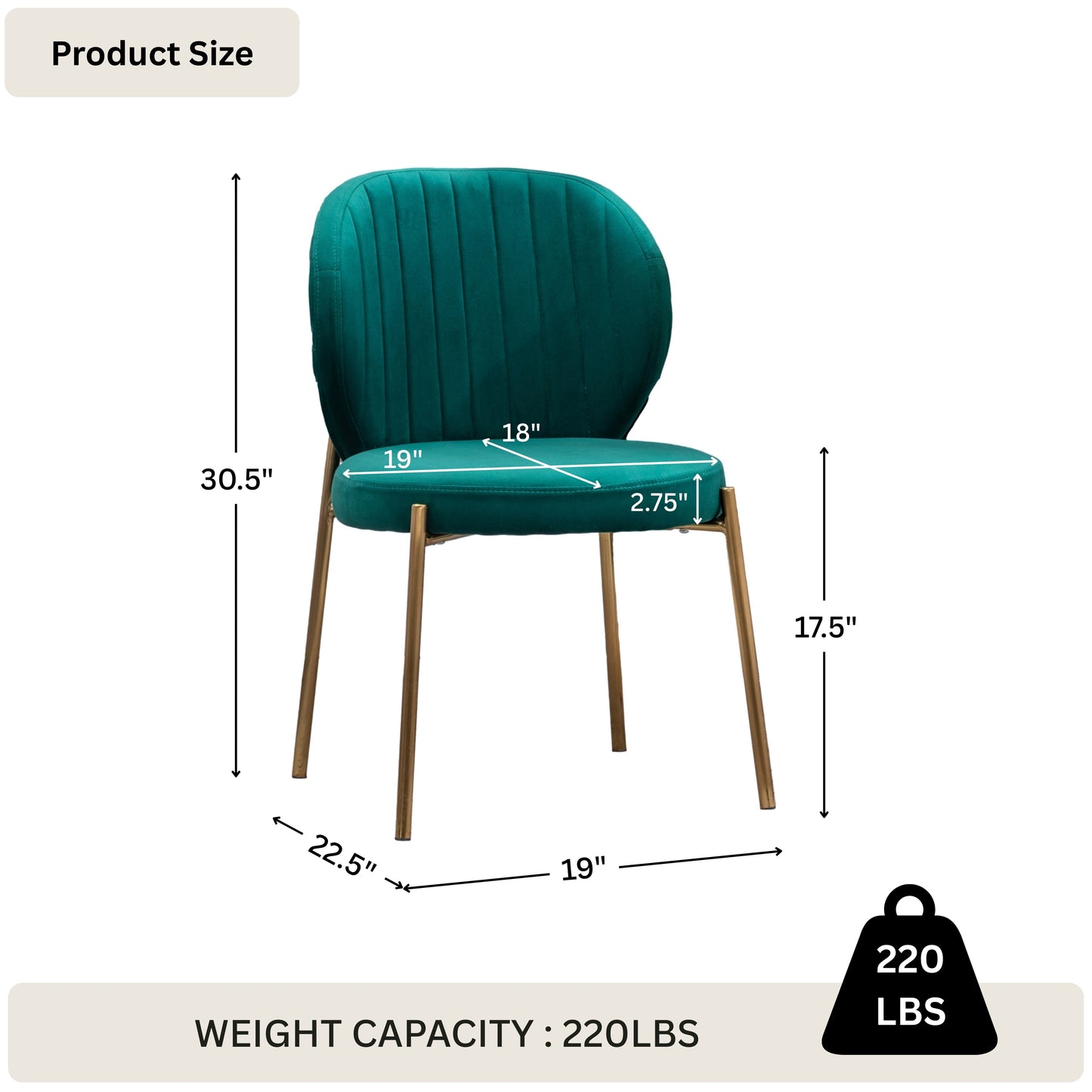 Roundhill Furniture Amoa Contemporary Velvet Upholstery Dining Chair, Green