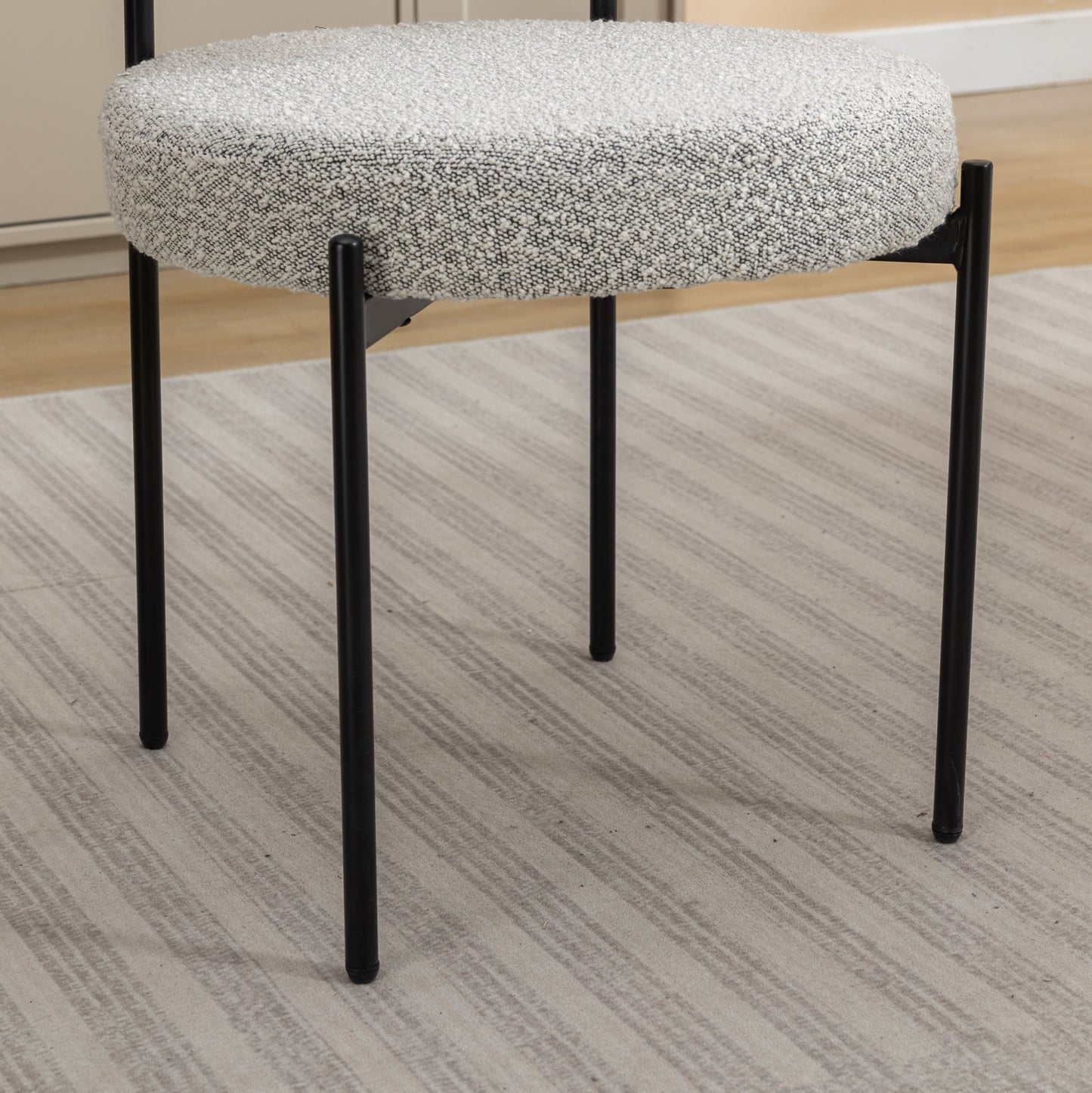 Roundhill Furniture Burbank Modern Round Boucle Dining Chairs, Set of 2