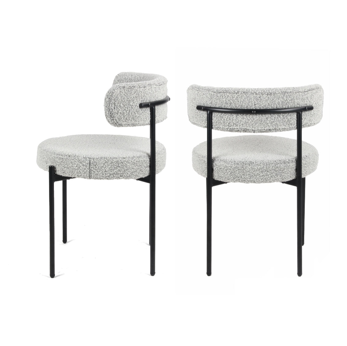 Roundhill Furniture Burbank Modern Round Boucle Dining Chairs, Set of 2