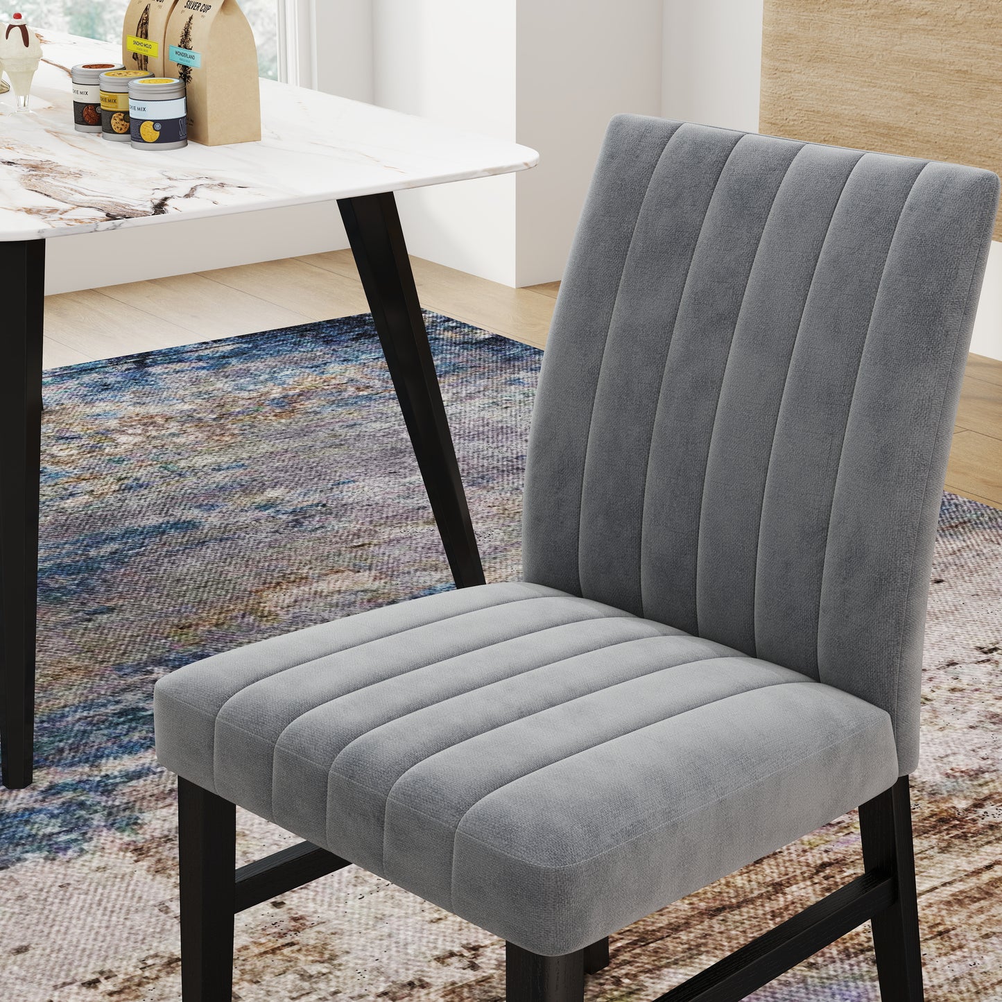 Roundhill Furniture Wendell Contemporary Upholstered Dining Chairs, Set of 2