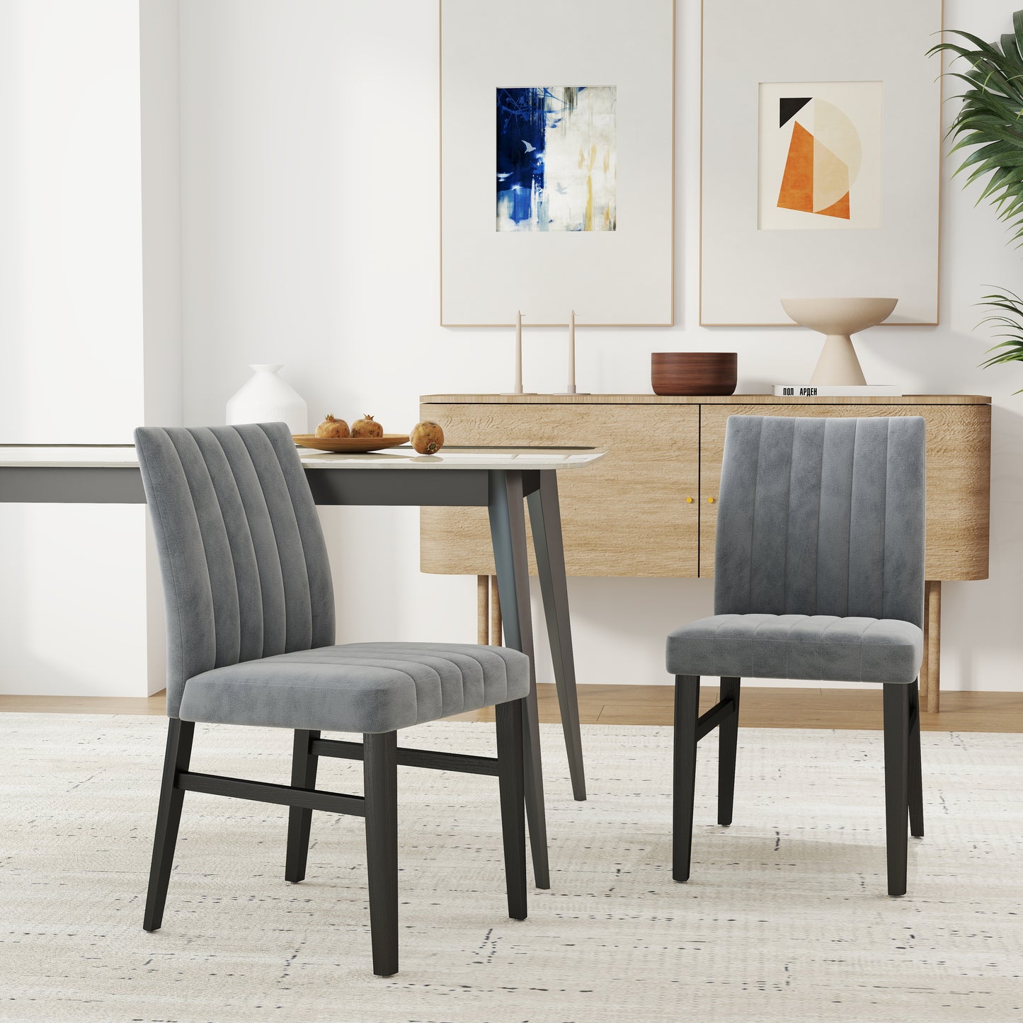 Roundhill Furniture Wendell Contemporary Upholstered Dining Chairs, Set of 2