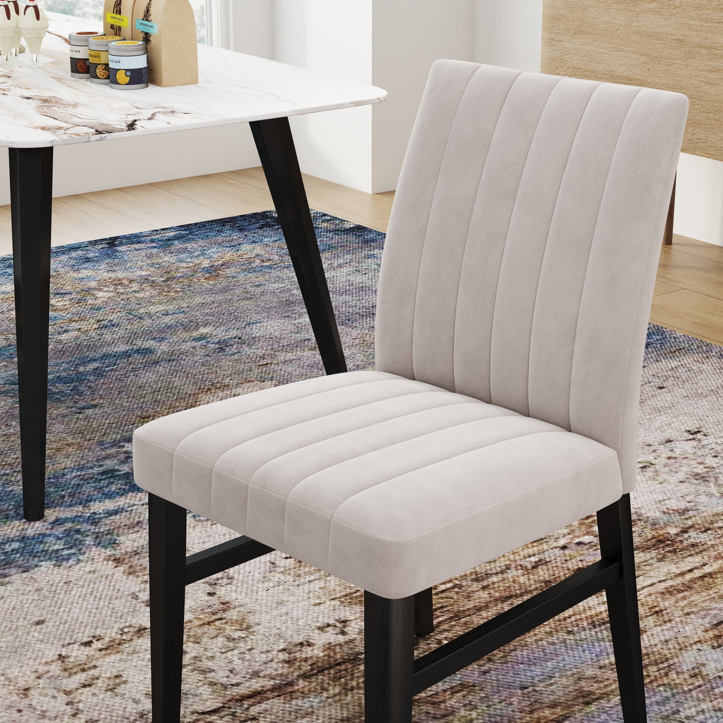 Roundhill Furniture Wendell Contemporary Upholstered Dining Chairs, Set of 2