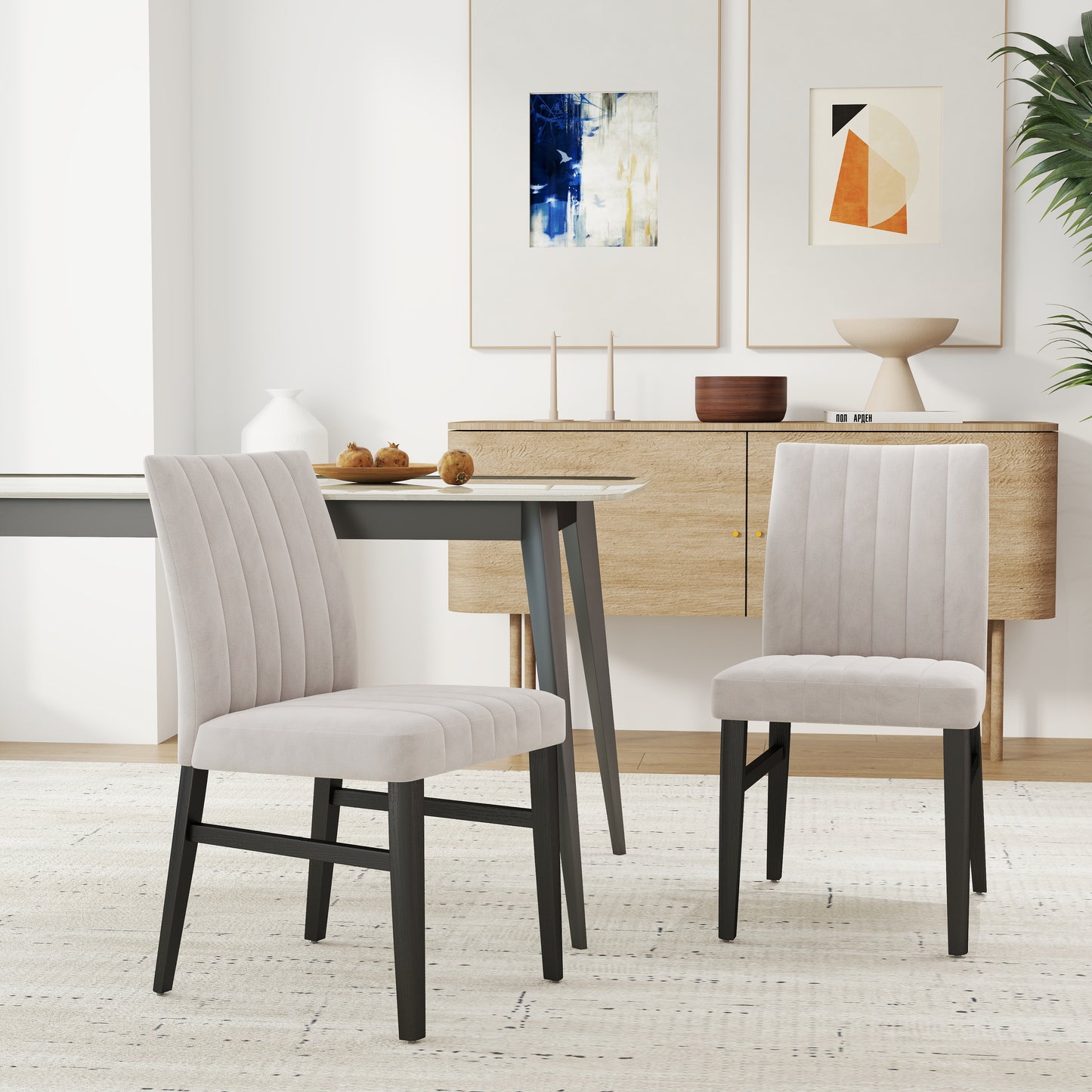 Roundhill Furniture Wendell Contemporary Upholstered Dining Chairs, Set of 2