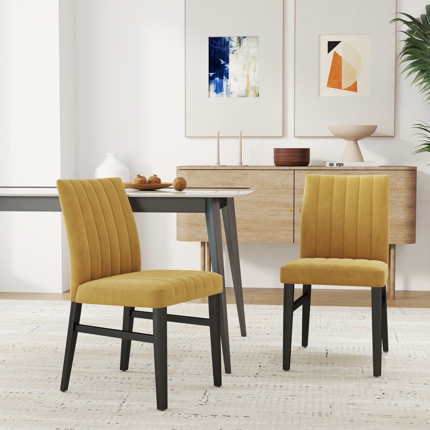 Roundhill Furniture Wendell Contemporary Upholstered Dining Chairs, Set of 2