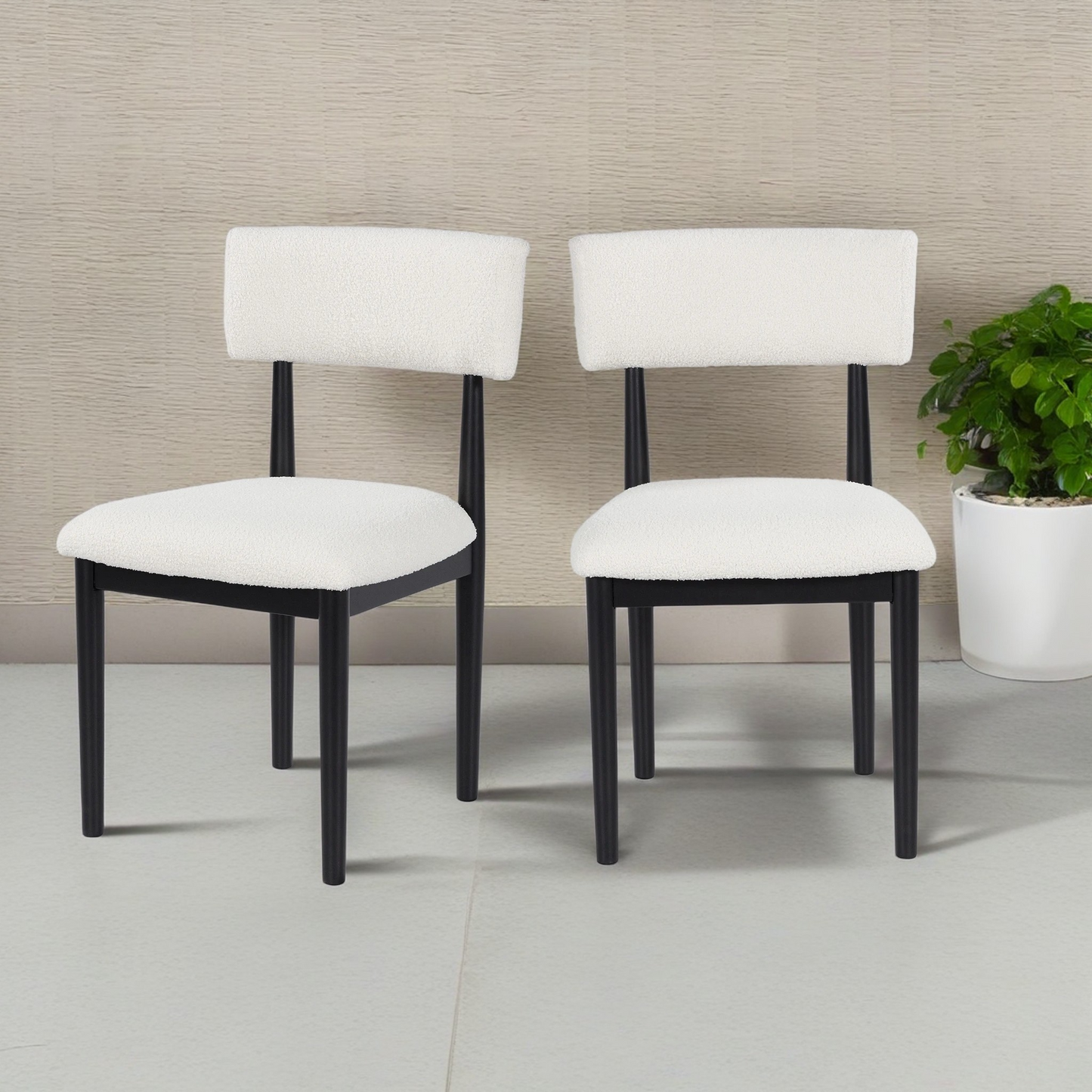 Ellis Boucle Upholstered Dining Chairs, Set of 2