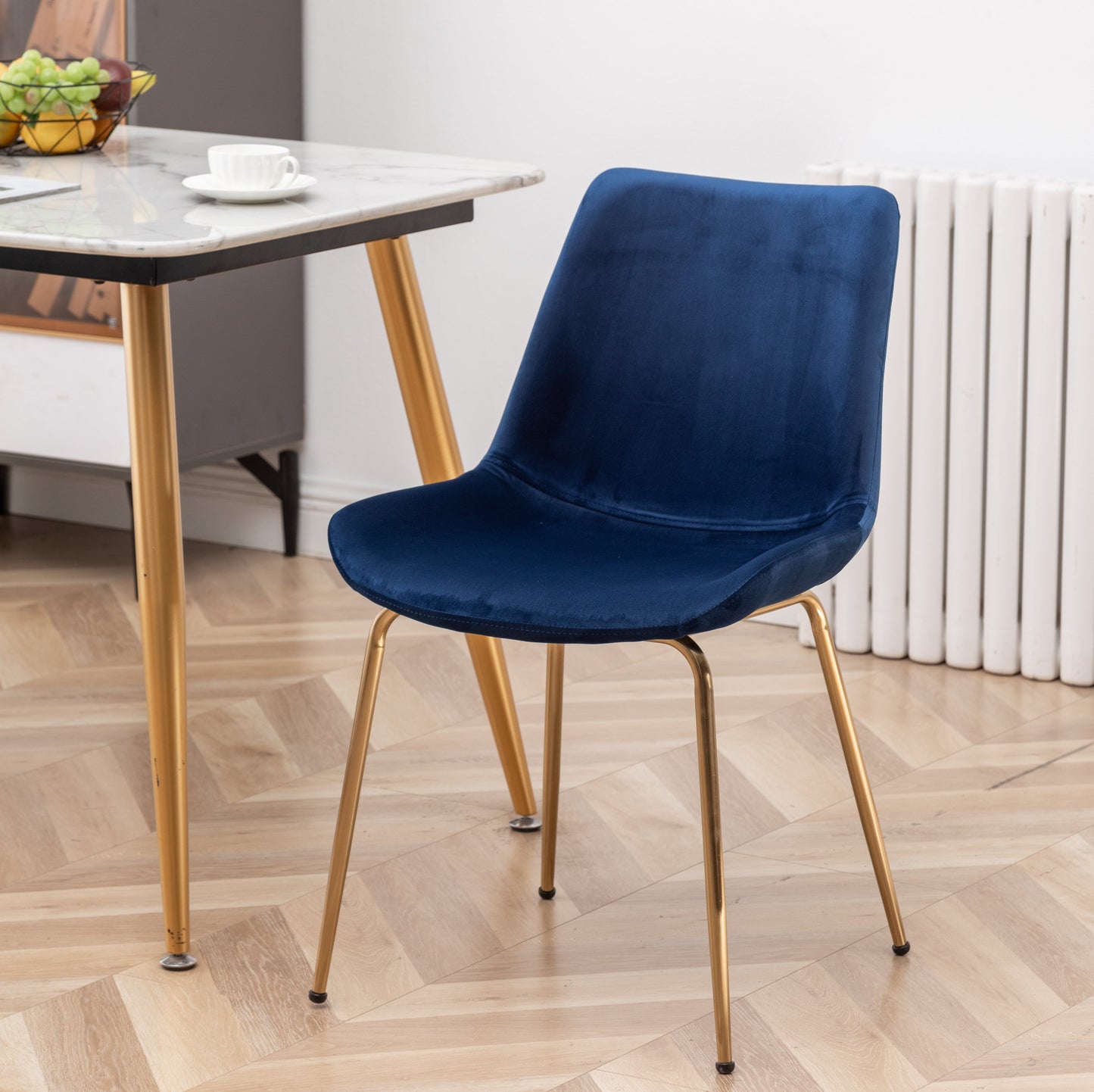 Roundhill Furniture Aufurr Modern Velvet Dining Chair, Set of 2, Blue