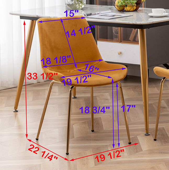 Roundhill Furniture Aufurr Modern Velvet Dining Chair, Set of 2, Glod