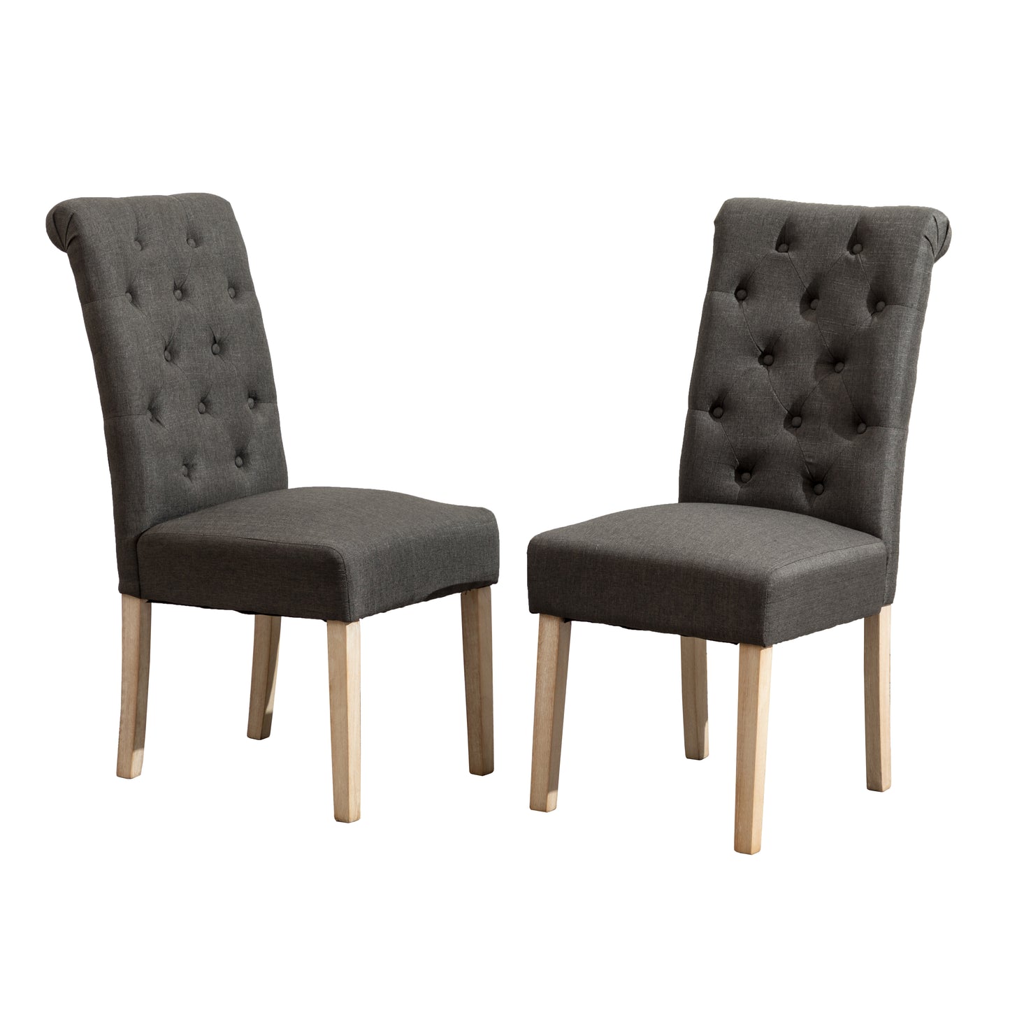 Habit Solid Wood Tufted Parsons Charcoal Dining Chair, Set of 2
