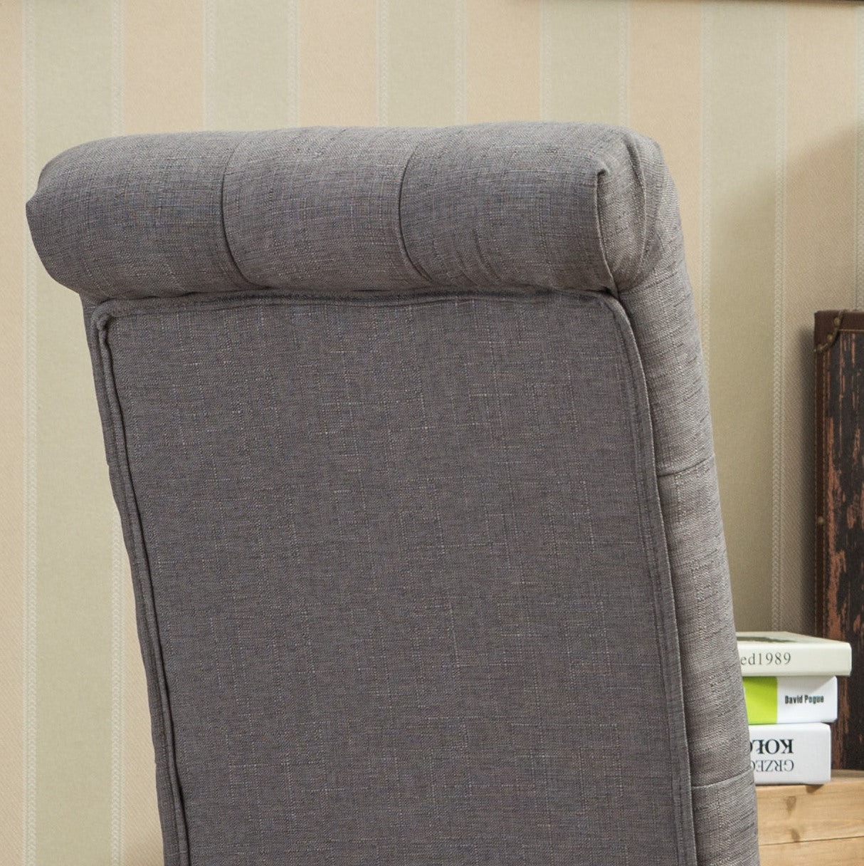 Habit Grey Solid Wood Tufted Parsons Dining Chair ,Set of 2