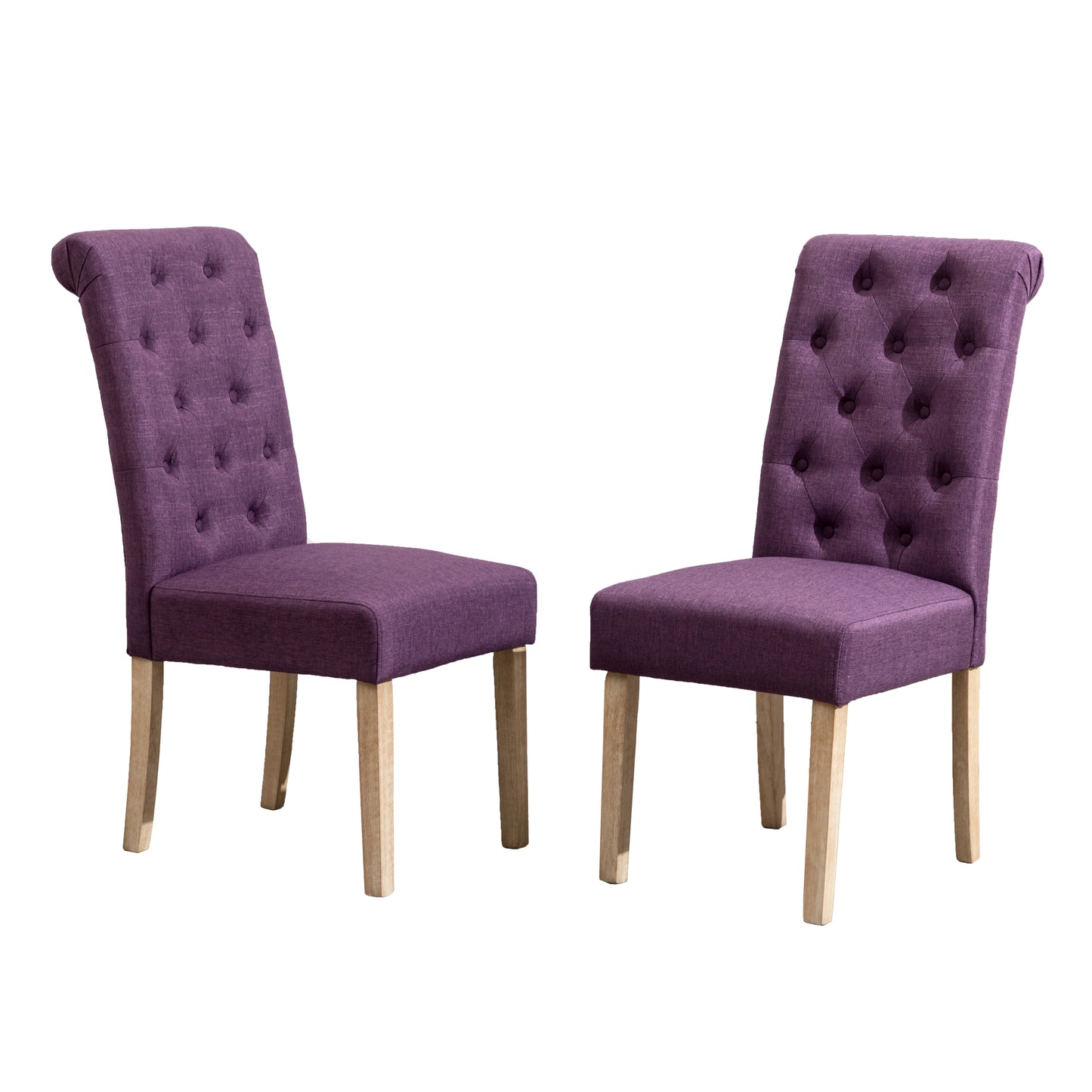 Habit Solid Wood Tufted Parsons Purple Dining Chair, Set of 2