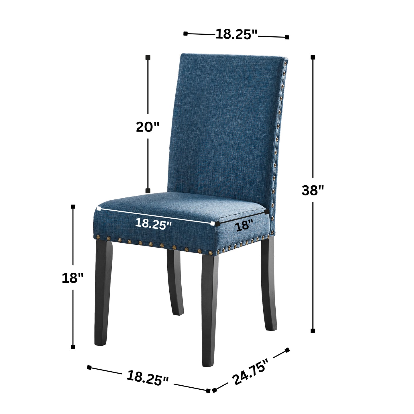 Roundhill Furniture Biony Fabric Dining Chairs with Nailhead Trim, Set of 2