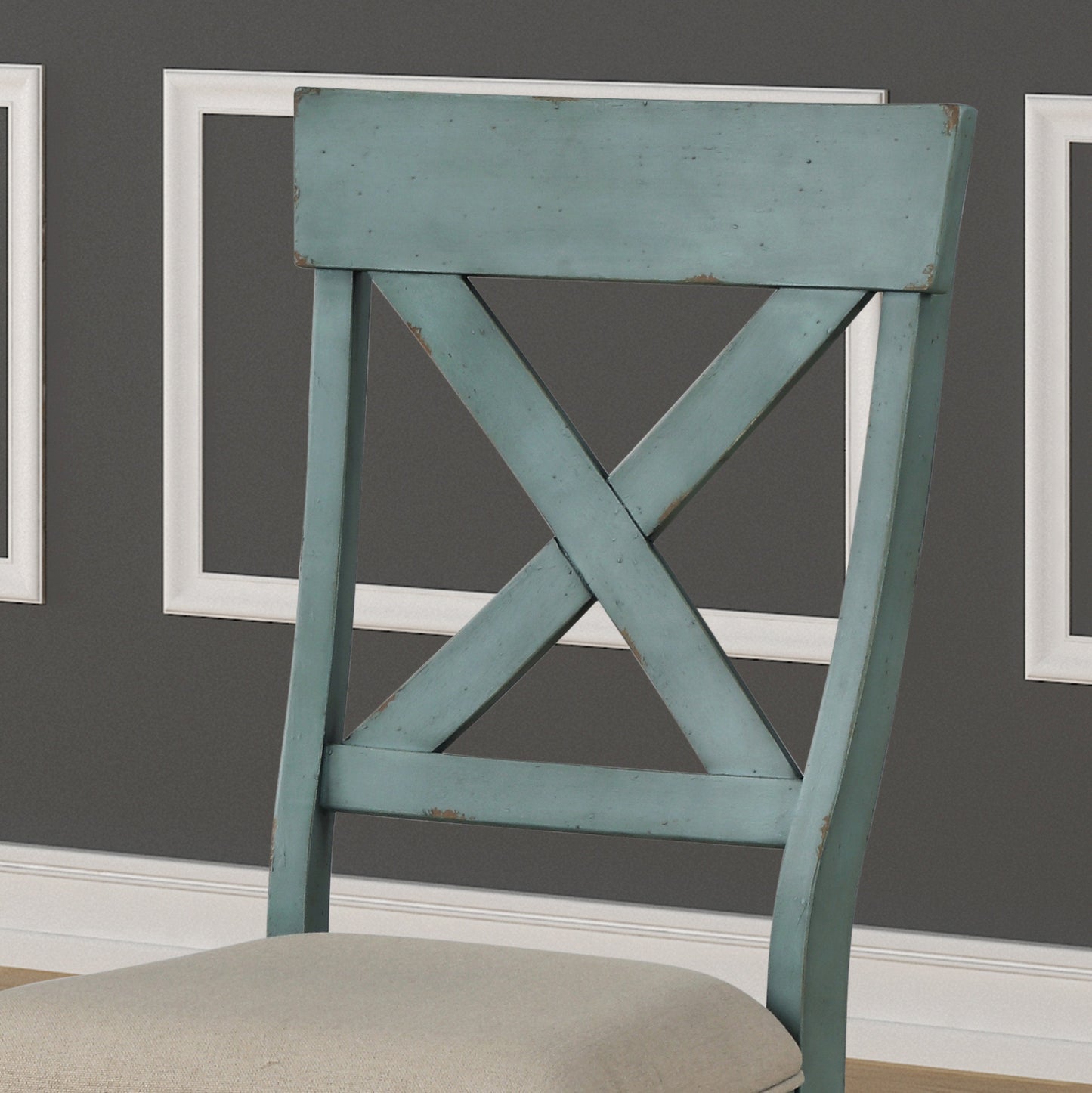 Prato Two-Tone Wood Cross Back Upholstered Dining Chairs, Set of 2