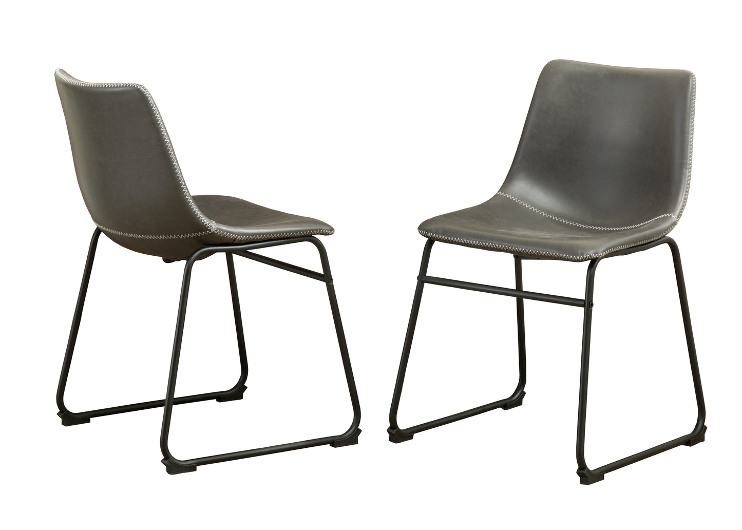 Lotusville Vintage PU Leather Dining Chairs, Antique Gray, Set of 2